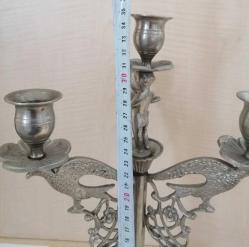 4 LÜ GÜMÜŞ KAPLAMA MUMLUK METAL ŞAMDAN PİRİNÇ MUMLUK