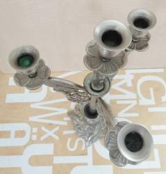 4 LÜ GÜMÜŞ KAPLAMA MUMLUK METAL ŞAMDAN PİRİNÇ MUMLUK