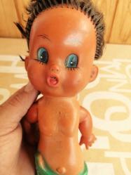 VİNTAGE BİSERKA ZAGREP ART 195 DAMGALI ESMER BEBEK ETLİ PLASTİK BEBEK