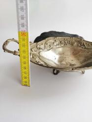 Eskilerden Alman Gümüşü Çiçek Kabartmalı Metal Tabak - Şekerlik - Meyvelik no 2