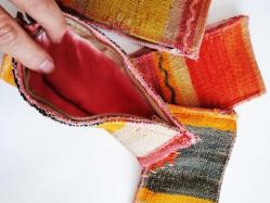 Antika Çanta El Dokuma Kilimden Para Çantası Yöresel Eski Saten Kumaş Kaplı