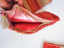 Antika Çanta El Dokuma Kilimden Para Çantası Yöresel Eski Saten Kumaş Kaplı