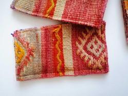 Antika Çanta El Dokuma Kilimden Para Çantası Yöresel Eski Saten Kumaş Kaplı