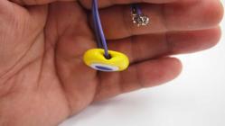 Sanat Taciri- El Yapımı El İş Eskilerden Cam Nazar Boncuklu Kolye - Bileklik - Takı sarı11