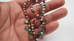 Sanat Taciri- El İşi Eskilerden Antika Tuğra Paralı Boncuk Kolye