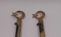 1 Adet Flama- Siyah Ay yıldız Başlıklı Koruma Demiri - Eskort Demir Türk Bayrağı