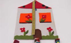 El işi Keçe Duvar Süsü -Çocuk odası - Ev şeklinde Nazar Boncuklu Duvar süsü