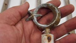 1 Adet Ay yıldız Başlıklı Eskort Demiri - Türk Bayrağı - Metal Özel Yapım Demir