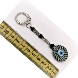 Sanat Taciri -- Eskilerden Yuvarlak Cam Anahtarlık -- Boncuk Anahtarlık -- Renkli Nazarlık