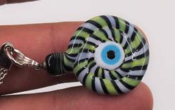 Sanat Taciri -- Eskilerden Yuvarlak Cam Anahtarlık -- Boncuk Anahtarlık -- Renkli Nazarlık