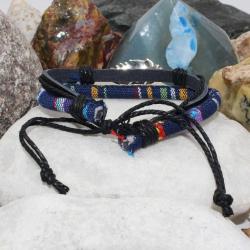 Kuş Tüyü Figür Deri Örme Erkek Bileklik -- TASARIM Unisex Bileklik - 222