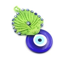 El İşi Makrome FISTIK YEŞİLİ Kapı - Duvar Süsü Nazarlık - Duvara Asmalı Nazar Boncuğu