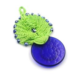 El İşi Makrome FISTIK YEŞİLİ Kapı - Duvar Süsü Nazarlık - Duvara Asmalı Nazar Boncuğu