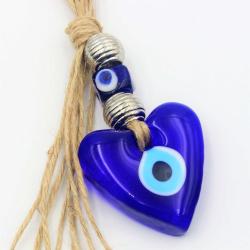 Kalp Şeklinde Nazarlık - Kapı - Duvar Süsü Nazarlık - Duvara Asmalı KALPLİ Nazar Boncuğu - No. 6