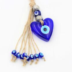Kalp Şeklinde Nazarlık - Kapı - Duvar Süsü Nazarlık - Duvara Asmalı KALPLİ Nazar Boncuğu - No. 6