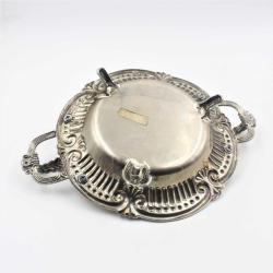 Eskilerden Alman Gümüşü Çiçek Kabartmalı Metal Tabak - Şekerlik - yuvarlak Meyvelik