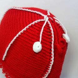 El İşi - Şiş Örmesi Kırmızı Kadın Şapkası - El İşi Örme Bere