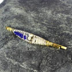 Eskilerden Kravat İğnesi -- Altın Sarısı Mavi - Beyaz Boncuklu Kravat İğnesi -- Kağıt Para Tutacağı