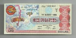 19 ŞUBAT 1985 TÜRK HAVA KURUMU 60.YILI KONULU MİLLİ PİYANGO BİLETİ (827175)...