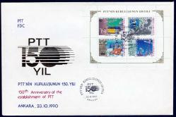 FDC.434A 1990 PTT'NİN KURULUŞUNUN 150.YILI BLOKU FDC