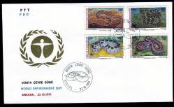 FDC.449 1991 DÜNYA ÇEVRE GÜNÜ YILANLAR FDC