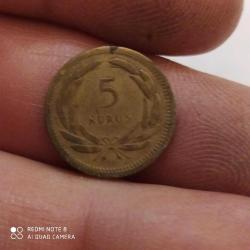 Efemera - P25--1950 MADENİ 5 KURUŞ - kitantik - kitaLog