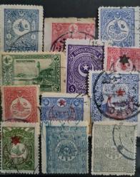 Efemera - 12 ADET DEĞERLİ OSMANLI PULLARI, NADİR PULLAR, PUL KOLEKSİYONU - kitantik - kitaLog