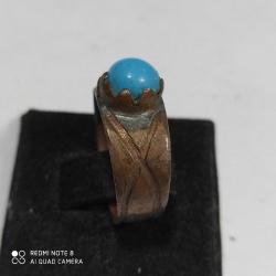 YZ1-----ANTİKA MAVİ TAŞLI BAKIR YÜZÜK