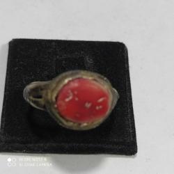 YZ1-----ANTİKA KIRMIZI TAŞLI OSMANLI ALPAGA YÜZÜK