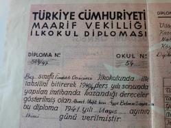 1941 İSTANBUL FINDIKLI 13.İLKOKUL DİPLOMASI...