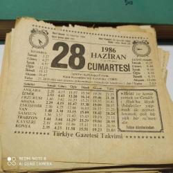 28 HAZİRAN 1986 TAKVİM YAPRAĞI