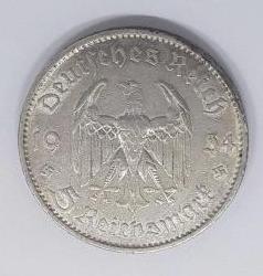 Nümismatik - Almanya Gümüş 5 Mark 6,94 Gr 13,82 gr 1934