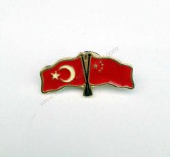 Türkiye ve Çin Bayraklı rozet