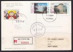 EFM.4807 1988 MİLLİ SARAYLAR PTT POSTA KARTI ÜZERİNDE TAAHÜTLÜ