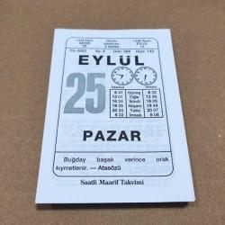 Efemera - 25 eylül 2022 takvim yaprağı (saatli maarif takvimi) - kitantik - kitaLog