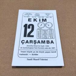 Efemera - 12 ekim 2022 takvim yaprağı (saatli maarif takvimi) - kitantik - kitaLog
