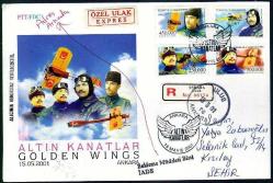 Efemera - EFM.4675 2001 ALTIN KANATLAR TAAHÜTLÜ VARIŞLI FDC ARKADAKİ DAMGALARA BAKINIZ - kitantik - kitaLog