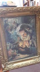 BASKI RESİM - İhtiyar Adam pipo içerken- ORJİNAL ÇERÇEVESİNDE Ebat : 28 x 38