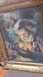 BASKI RESİM - İhtiyar Adam pipo içerken- ORJİNAL ÇERÇEVESİNDE Ebat : 28 x 38
