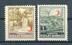 1953 TÜRKİYE KIZILAY DERNEĞİ ŞEFKAT PULLARI K112 - K113 DAMGASIZ SERİ
