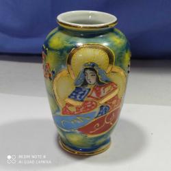 P1---EL DEKORLU MİNİ BOY BİR ADET JAPON SAMURAY RESİMLİ PORSELEN VAZO