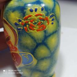 P1---EL DEKORLU MİNİ BOY BİR ADET JAPON SAMURAY RESİMLİ PORSELEN VAZO