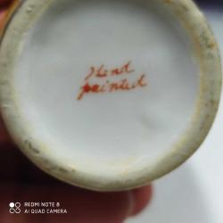 P1---EL DEKORLU MİNİ BOY BİR ADET JAPON SAMURAY RESİMLİ PORSELEN VAZO