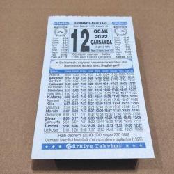 Efemera - 12 ocak 2022 takvim yaprağı (türkiye takvimi) - kitantik - kitaLog