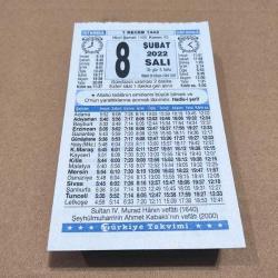 Efemera - 8 şubat 2022 takvim yaprağı (türkiye takvimi) - kitantik - kitaLog