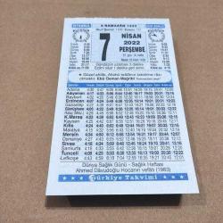 Efemera - 7 nisan 2022 takvim yaprağı (türkiye takvimi) - kitantik - kitaLog