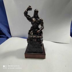 Antika - R61-BRONZ KAPLAMA KENDİNİ YONTAN ADAM HEYKELİ - kitantik - kitaLog