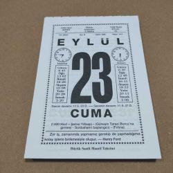 Efemera - 23 eylül 2022 takvim yaprağı (büyük saatli maarif takvimi) - kitantik - kitaLog