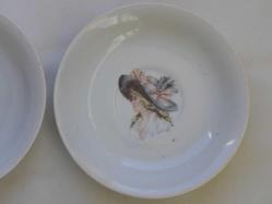 Vintage 2 Adet Kadın Portreli Porselen Tabak