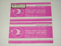 Thy TÜRK HAVA YOLLARI 1982 YILI İKİ ADET ESKİ BİLET
